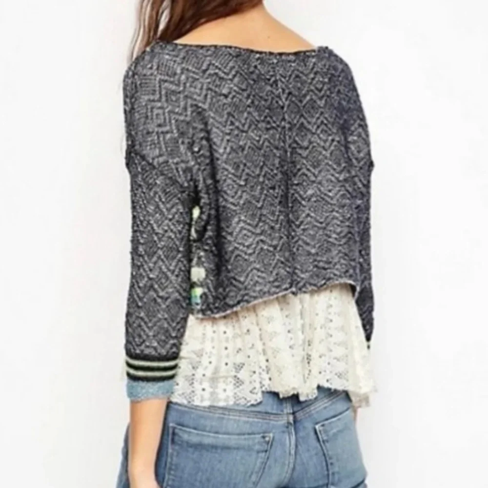 Free People‎ Blue Striped Layered Two Piece Sweater S